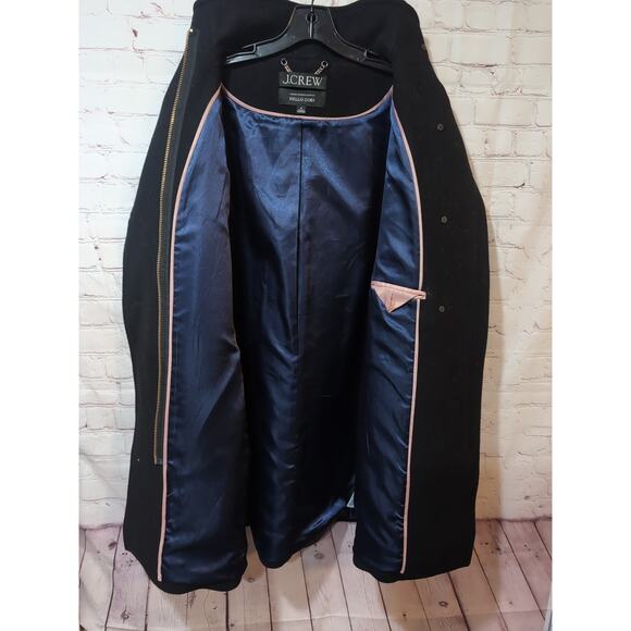 J. Crew Italian Stadium Cloth Nelli Gori Black Wool Polyester Coat Woman's Sz 14 - Picture 9 of 12